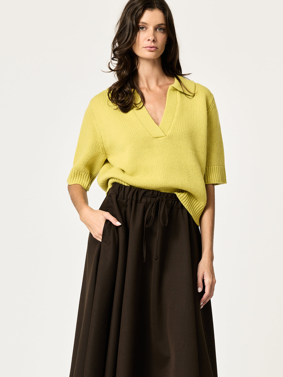 Angie — Chocolate Wool-Blend Suiting