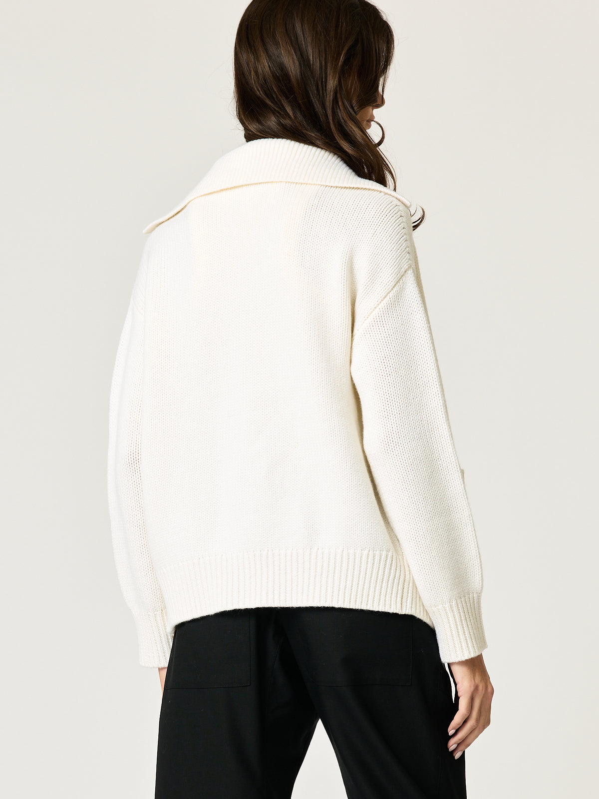 Button-Up Turtleneck Cardigan - Ivory