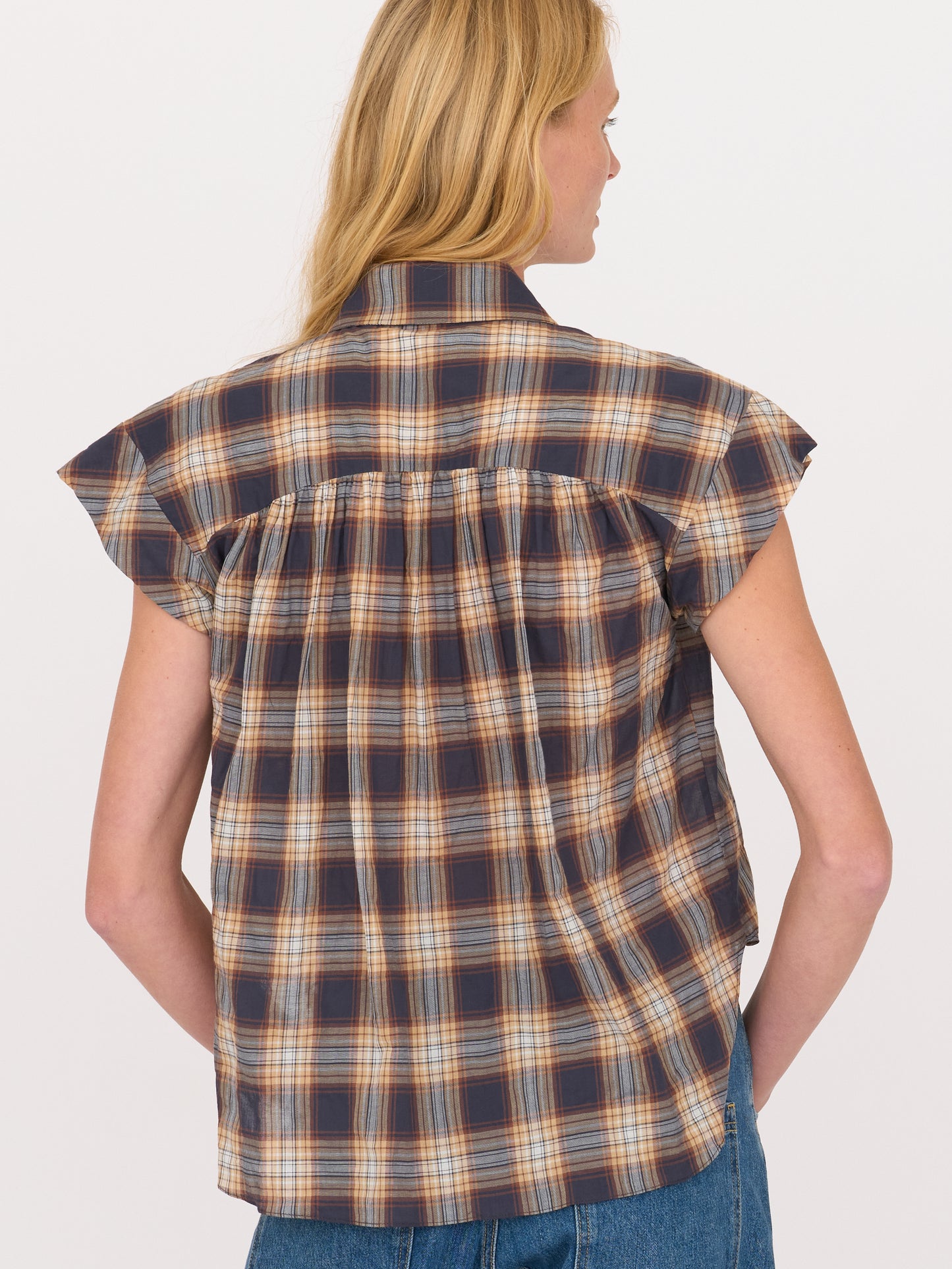 Trinity Button up — Camel Plaid