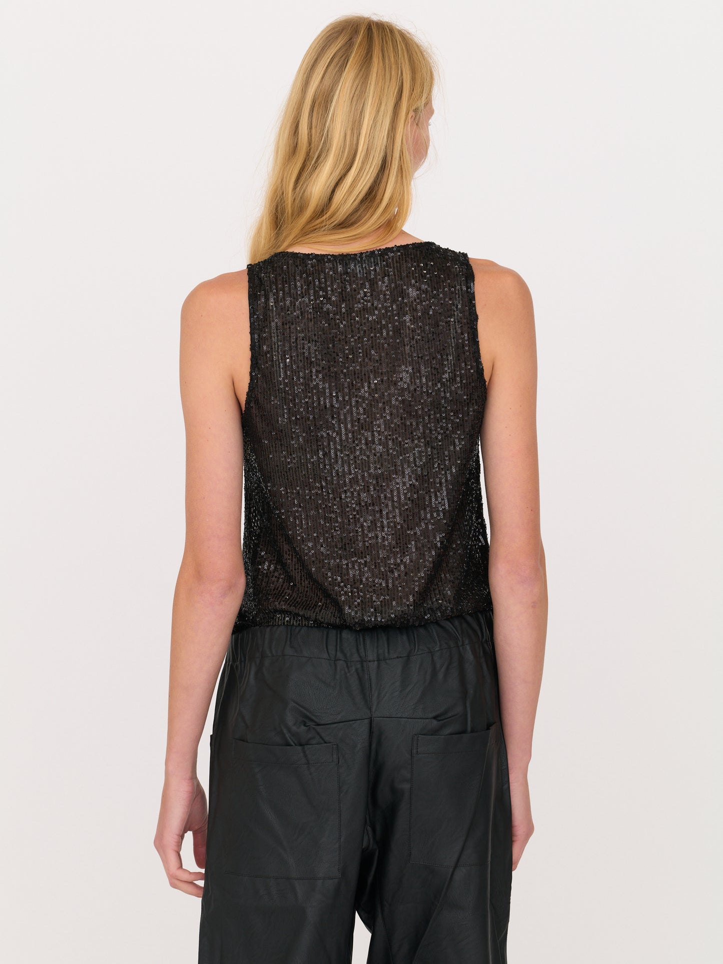 Selma Tank — Black Sequins