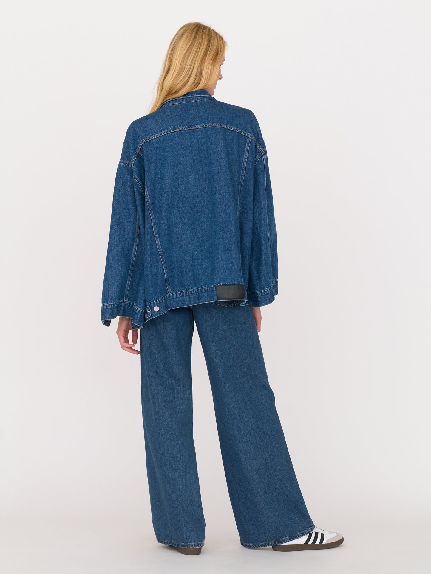 Oversized Denim Capelet Jacket