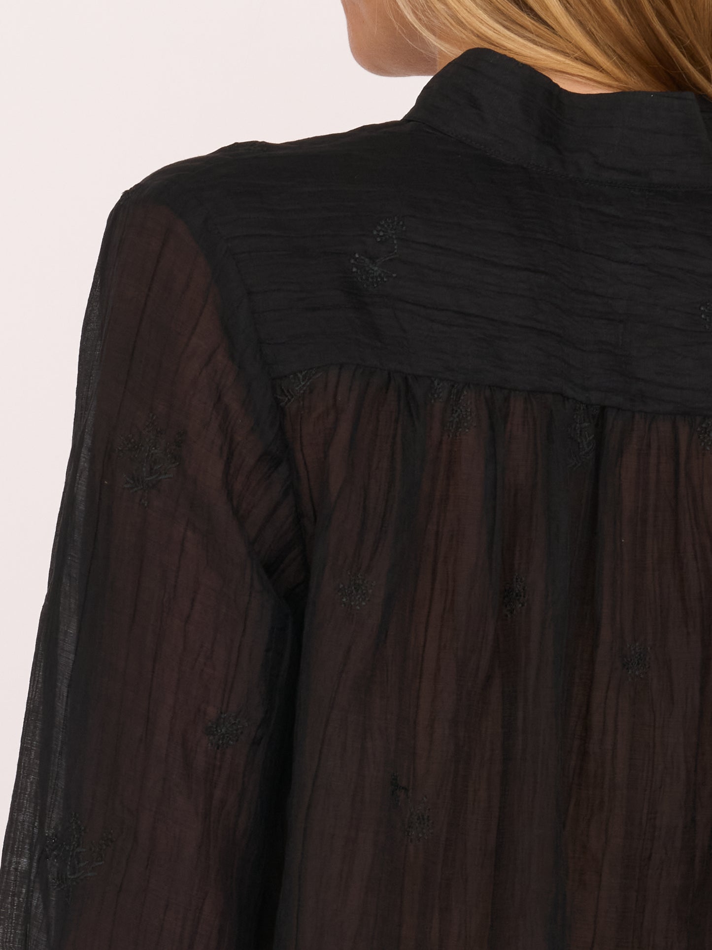 Sutton Shirt - Black Embroidered Cotton