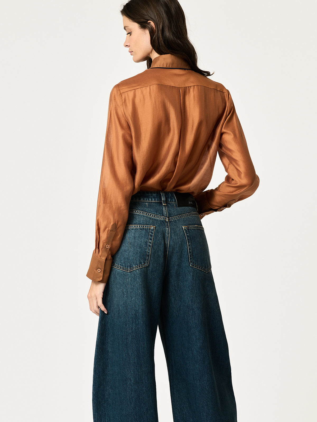 Blanca Shirt — Bronze with Navy Piping