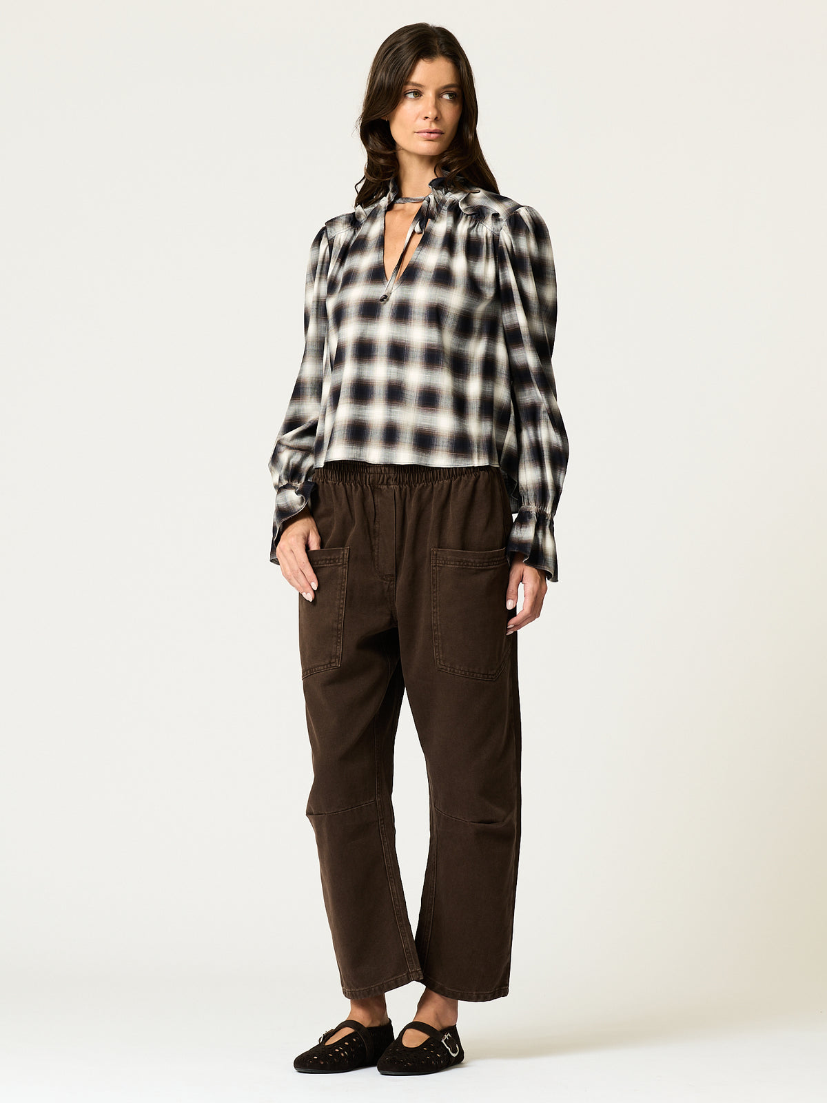 Fiona Shirt — Navy Plaid