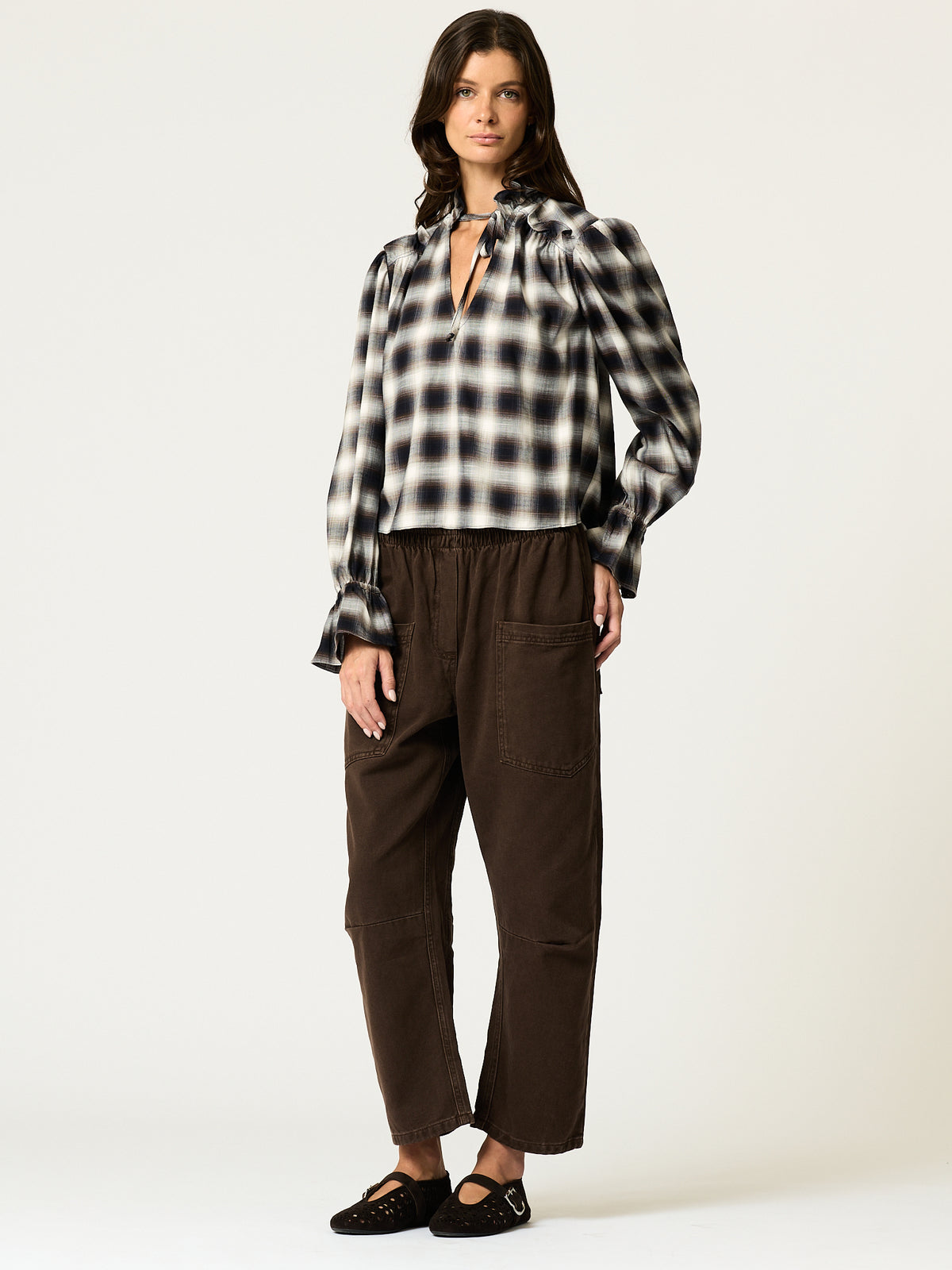 Fiona Shirt — Navy Plaid