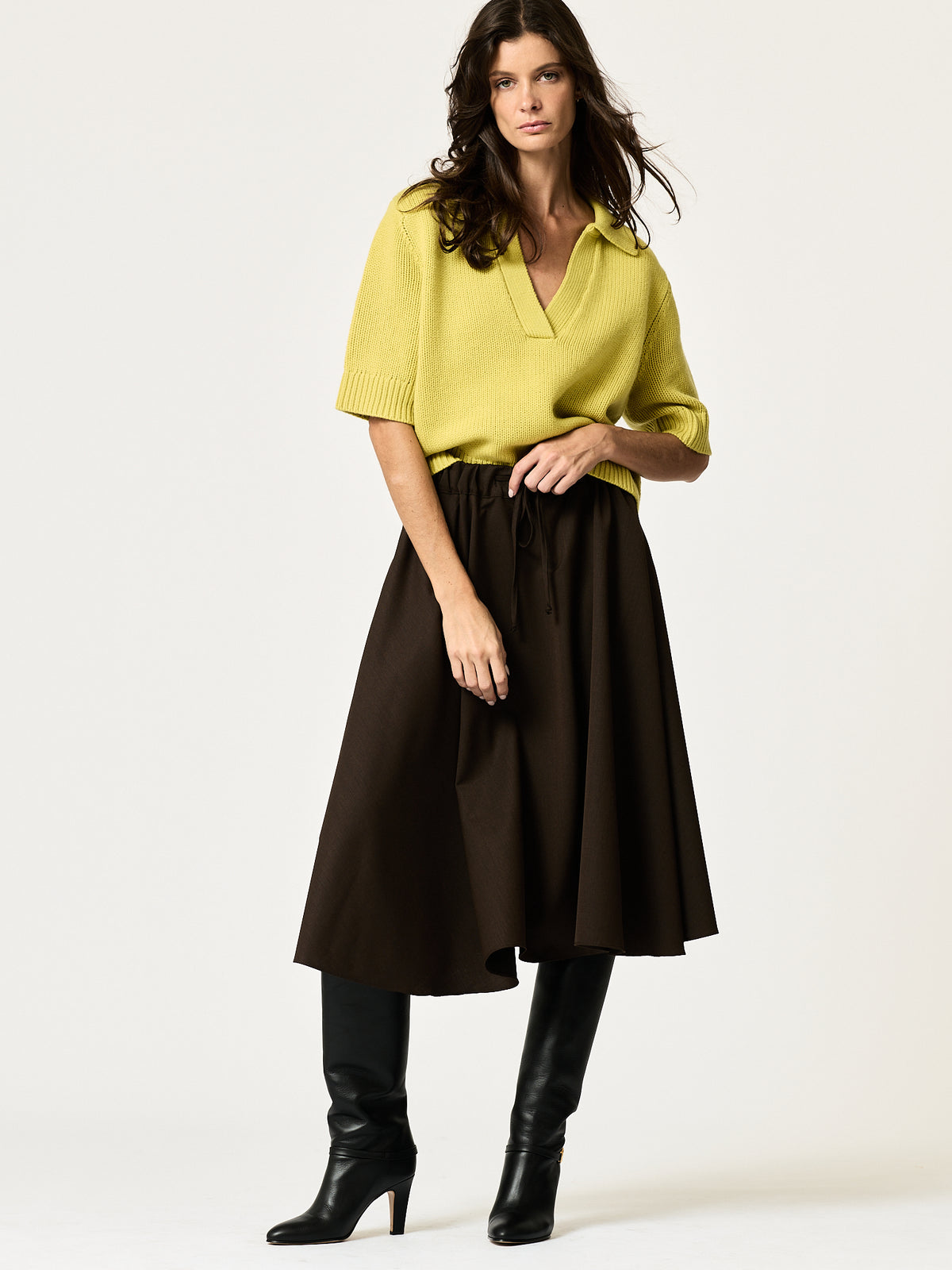 Angie — Chocolate Wool-Blend Suiting