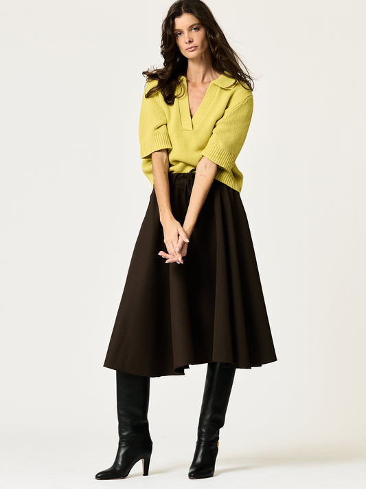 Angie — Chocolate Wool-Blend Suiting