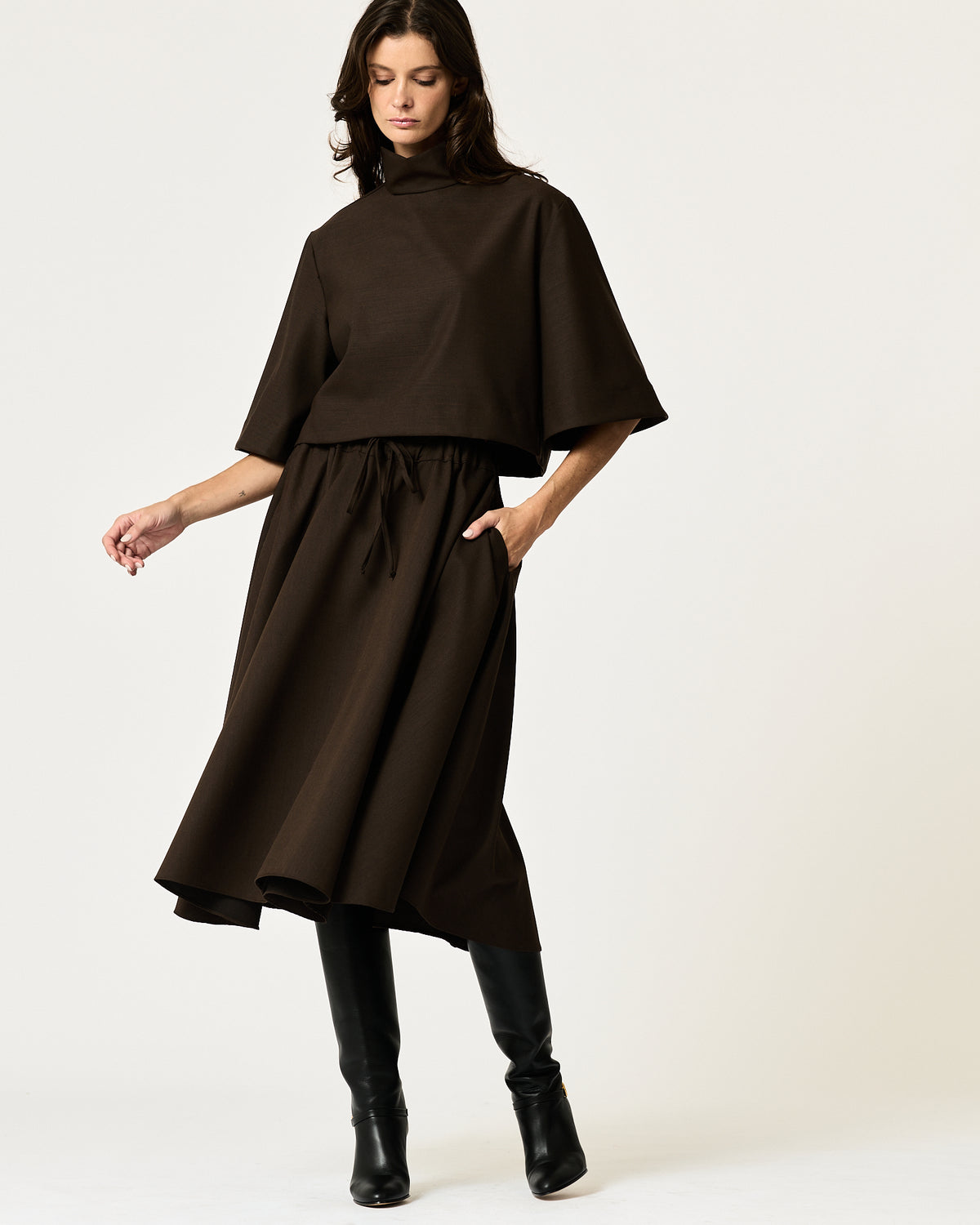 Angie — Chocolate Wool-Blend Suiting