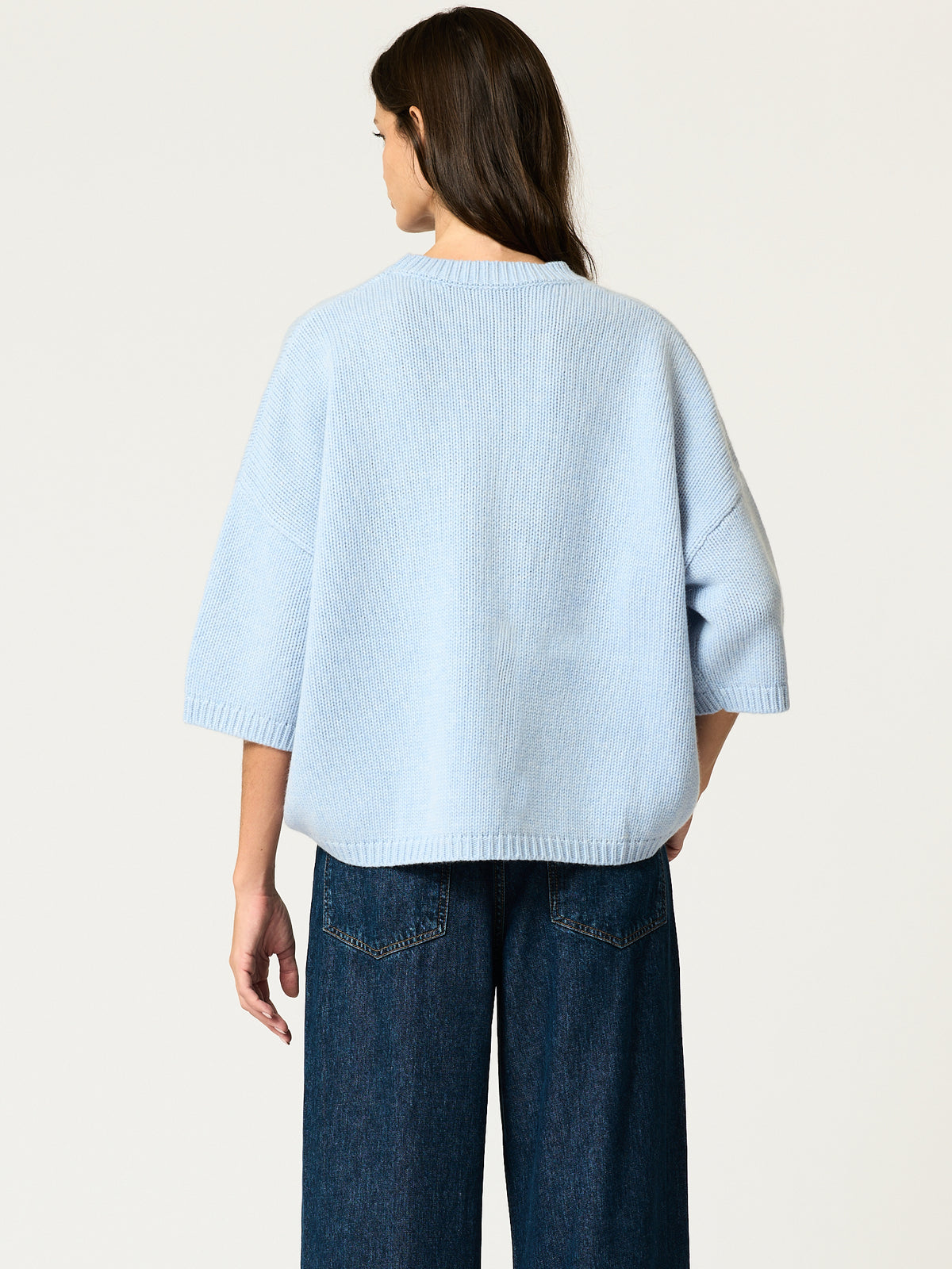 Oversized Short Sleeve Sweater — Blue