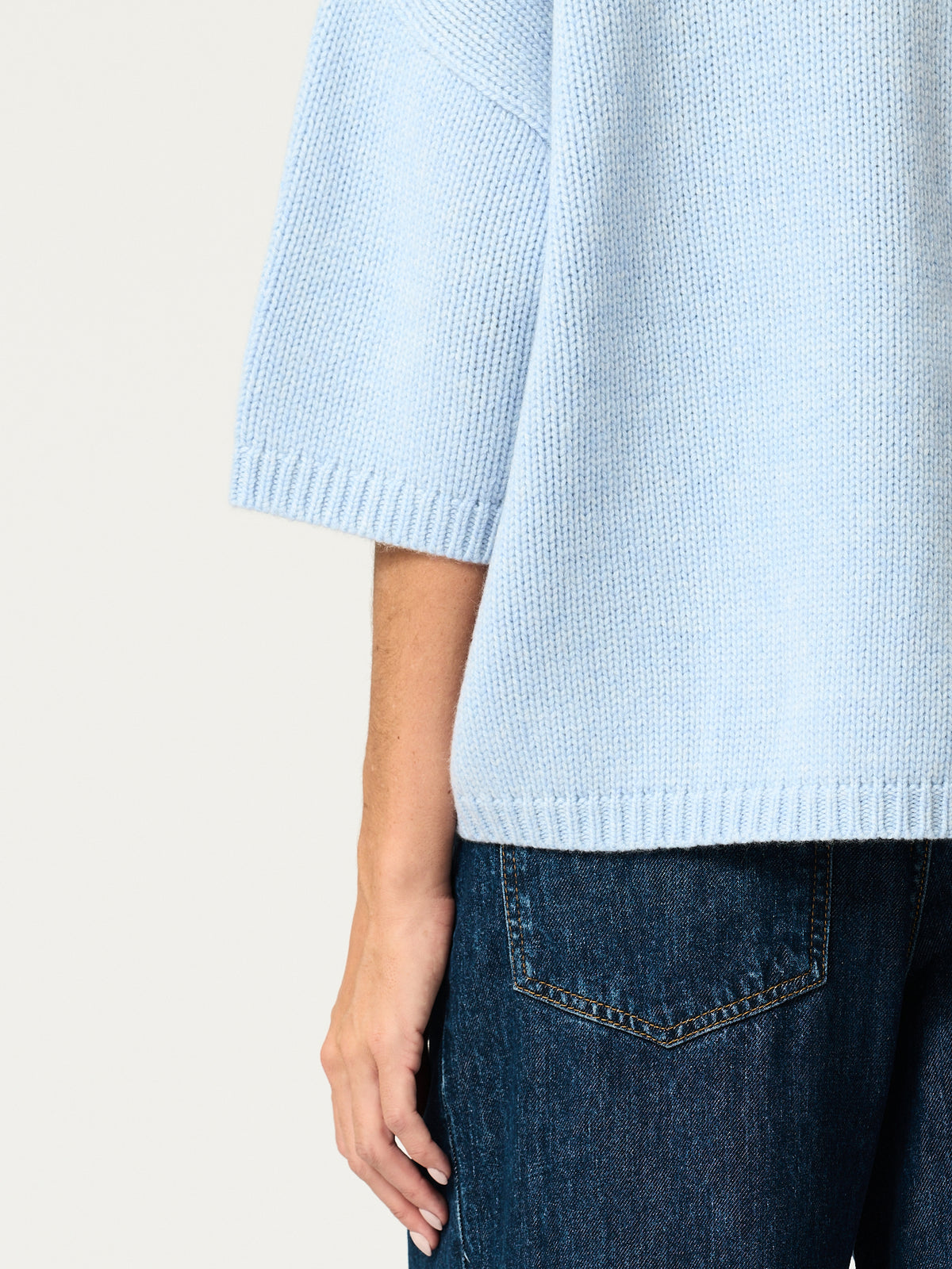 Oversized Short Sleeve Sweater — Blue