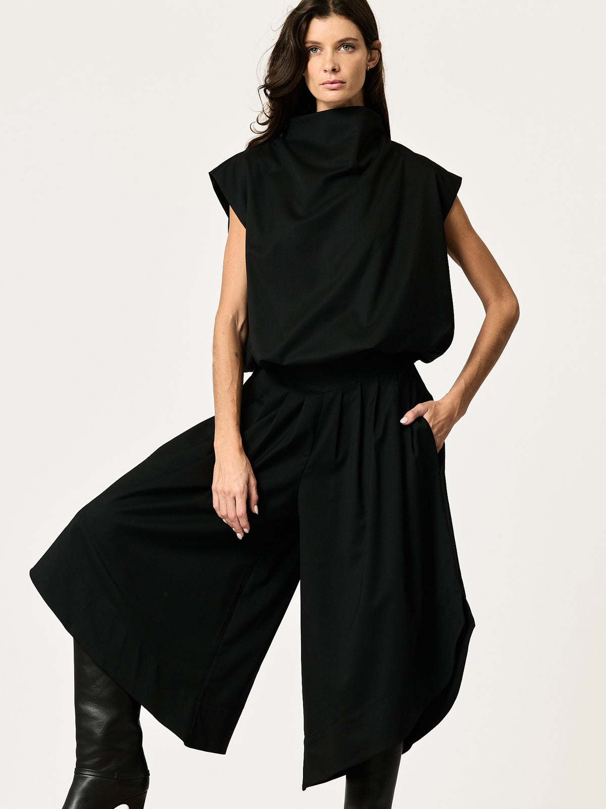 Rafa Pant — Black Wool-Blend Suiting