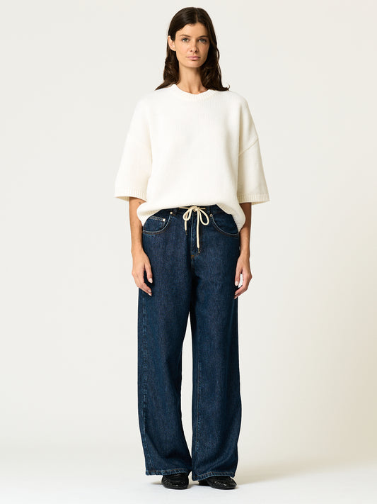 Oversized Short Sleeve Sweater — Ivory