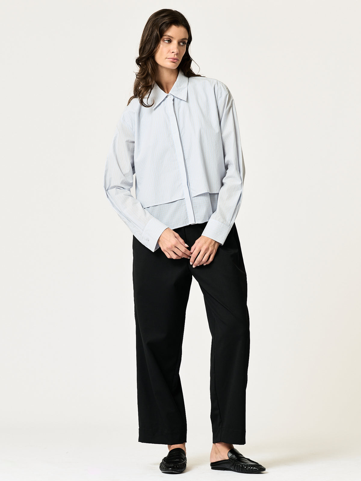 Phoenix Barrel Pant - Black Wool-Blend Suiting