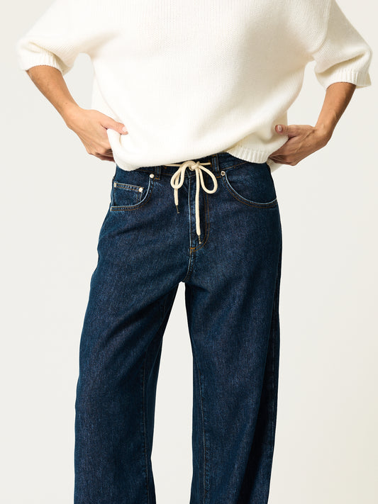 Wesley Drawstring Jean — Indigo Wash