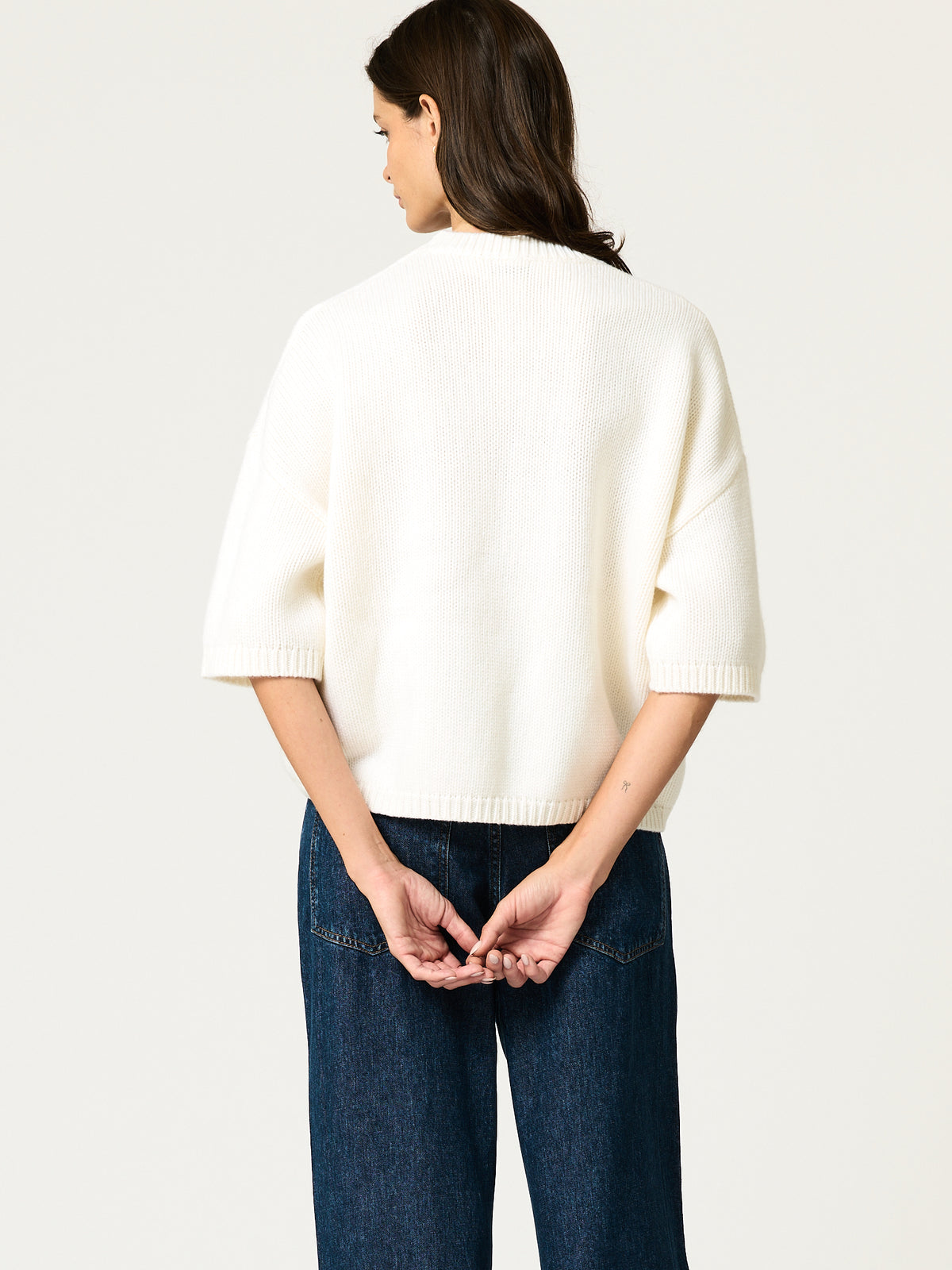 Oversized Short Sleeve Sweater — Ivory