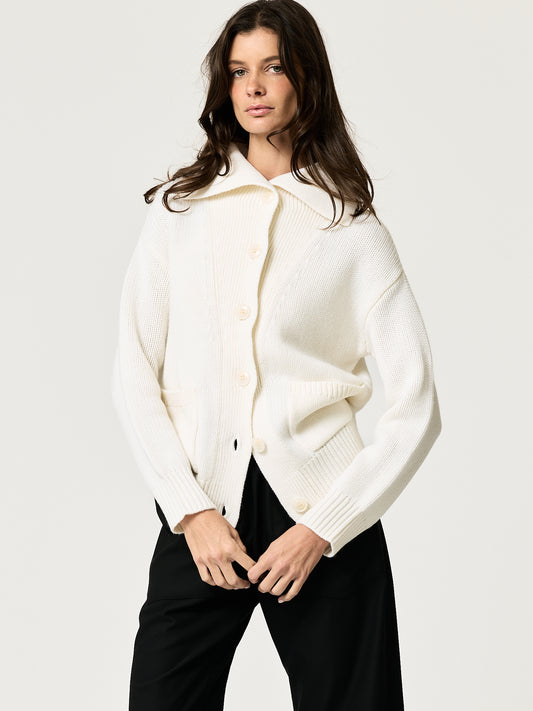 Button-Up Turtleneck Cardigan - Ivory