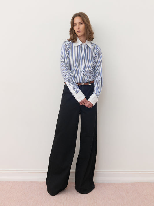 Quinn Shirt — Blue/Black Stripe 2.0