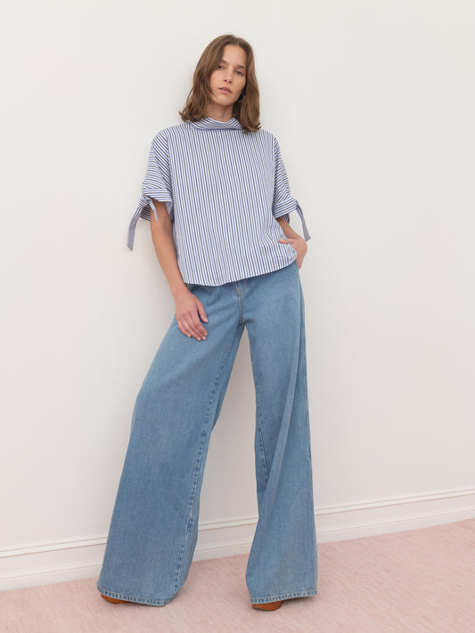 River Shirt - Blue/Black Stripe