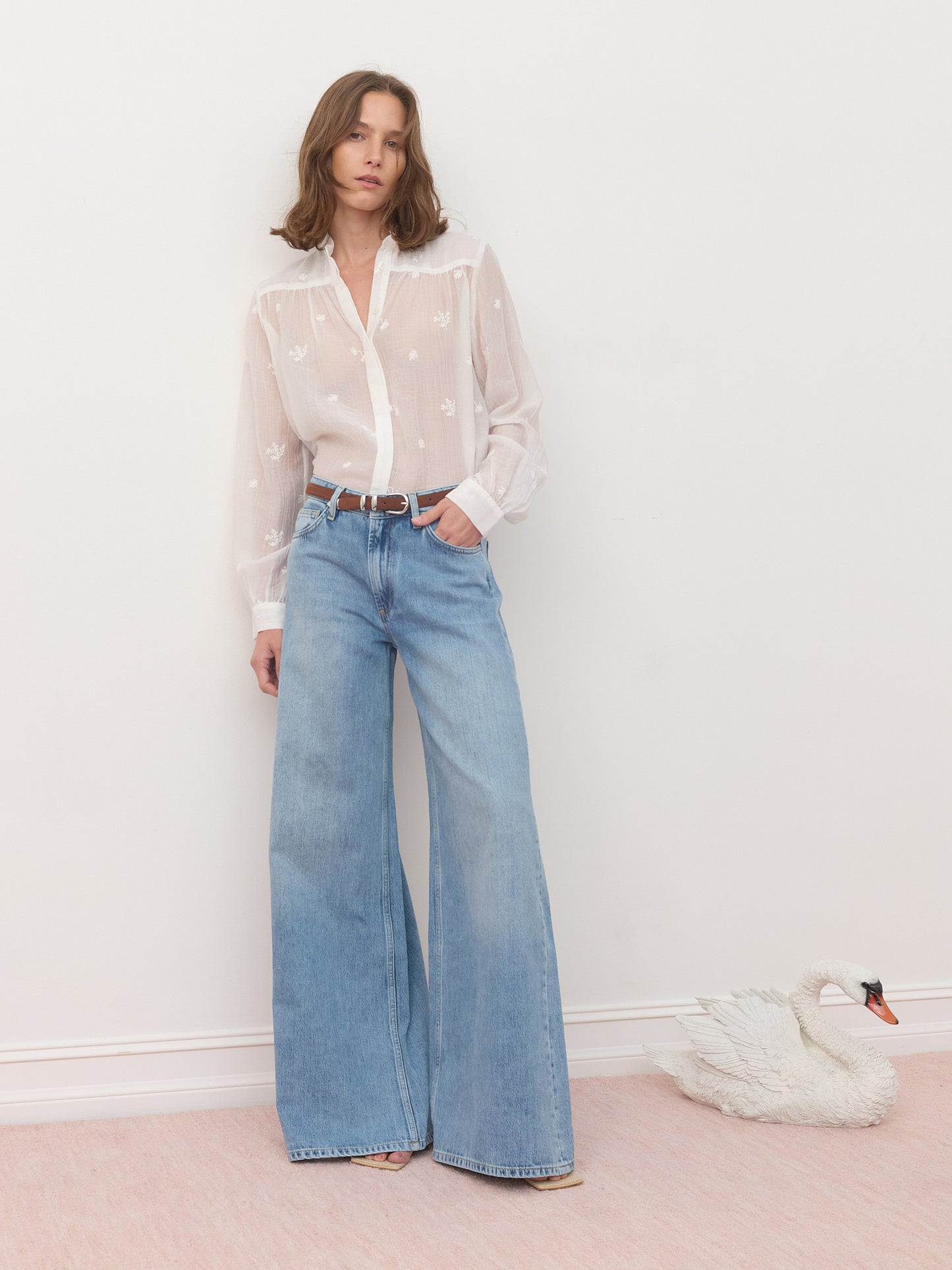 Sutton Shirt - White Embroidered Cotton