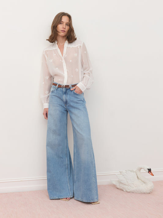 Sutton Shirt - White Embroidered Cotton