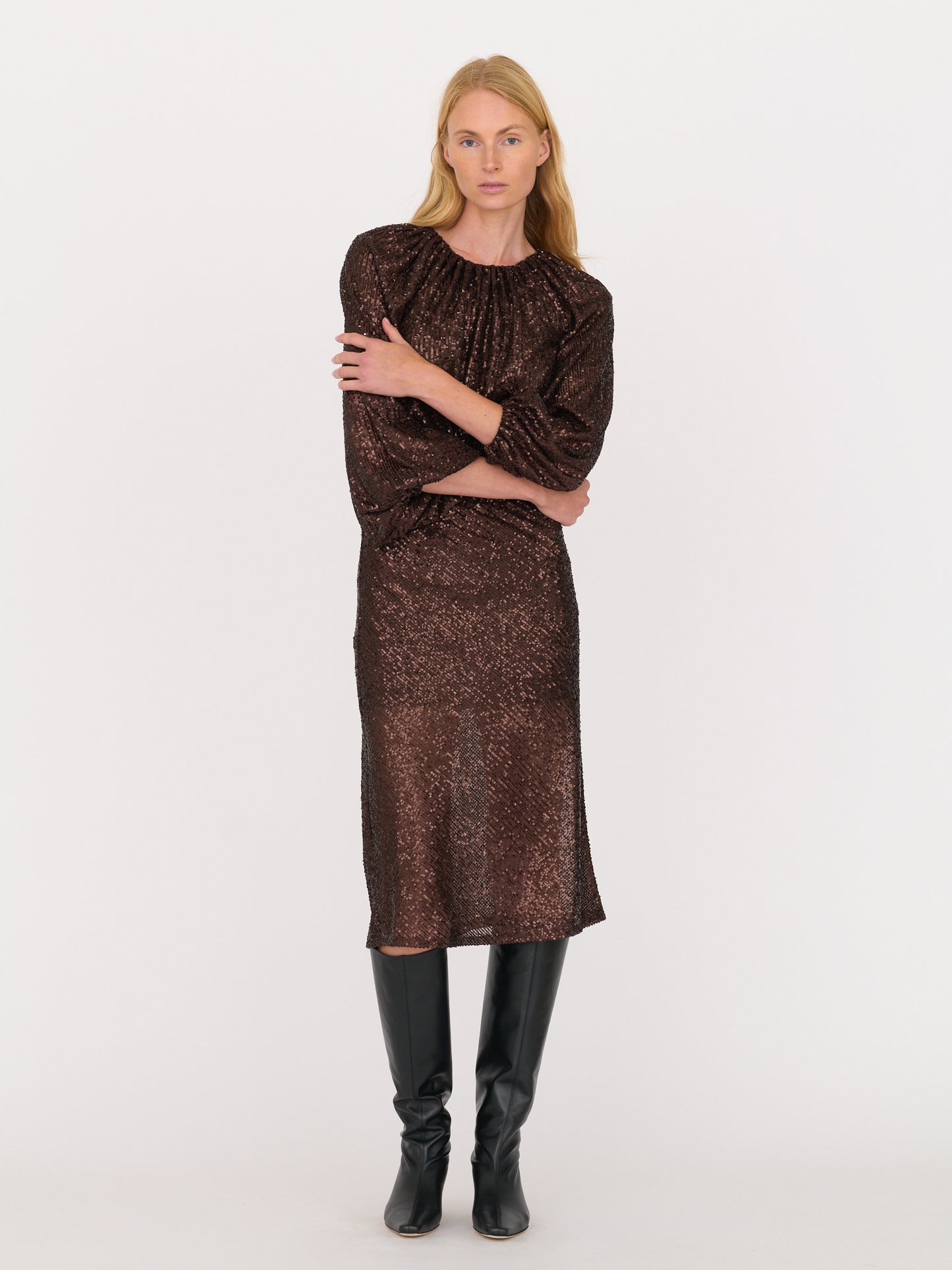 Karolina Bias Skirt - Chocolate Sequins