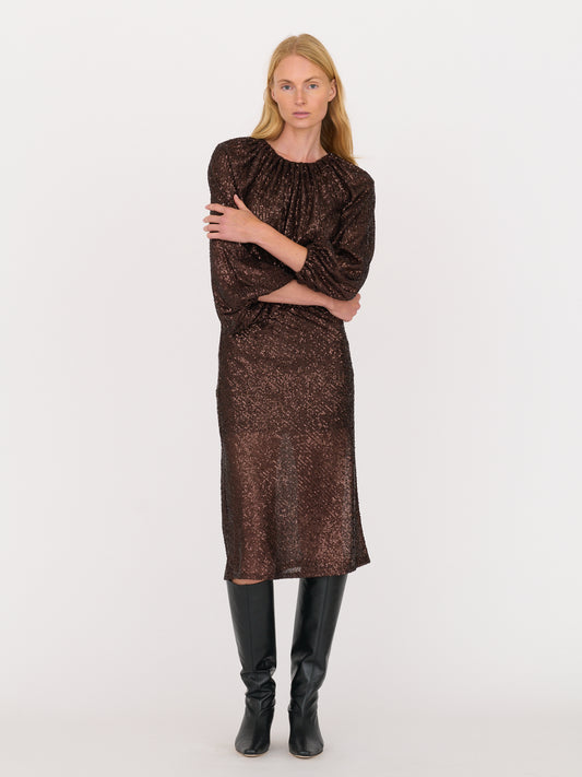 Karolina Bias Skirt - Chocolate Sequins