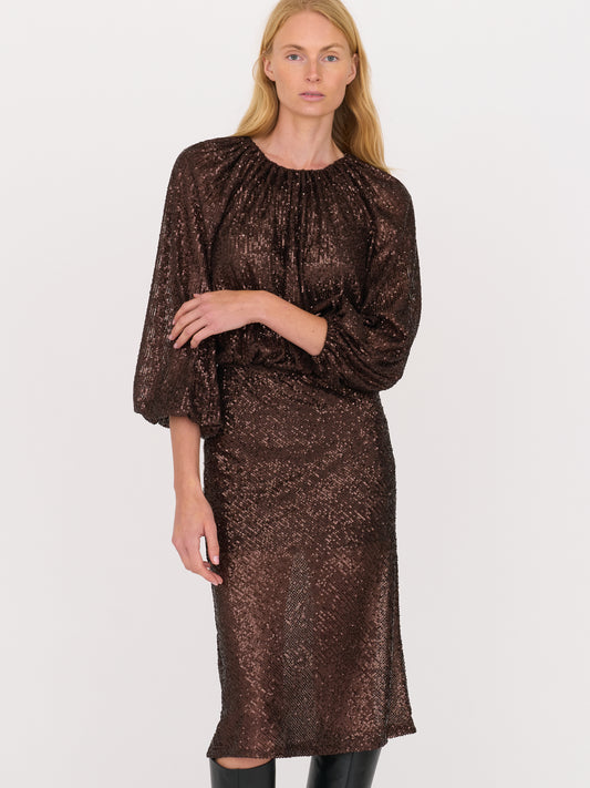 Ava Top - Chocolate Sequins