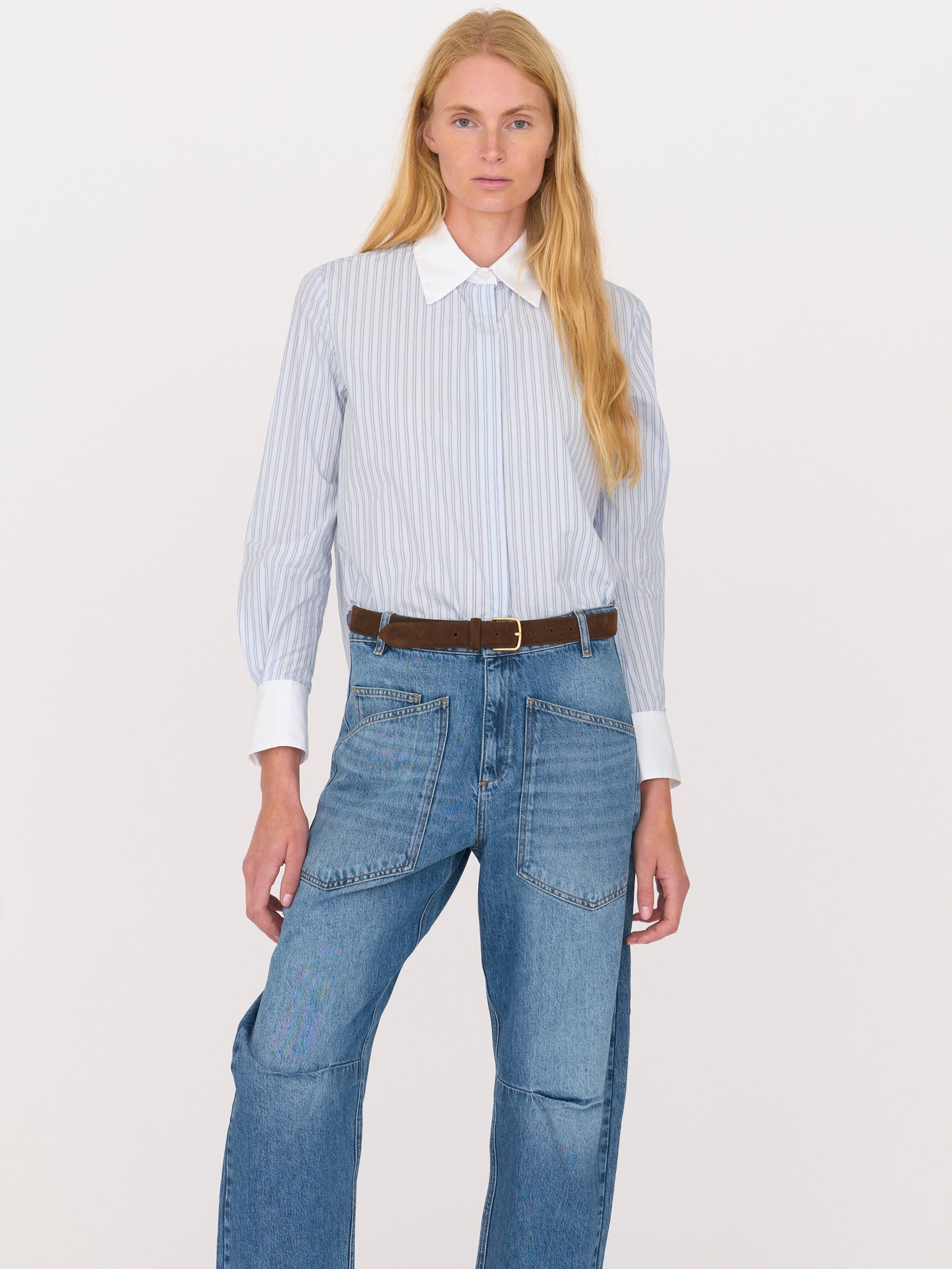 Quinn Shirt — Blue/Black Stripe