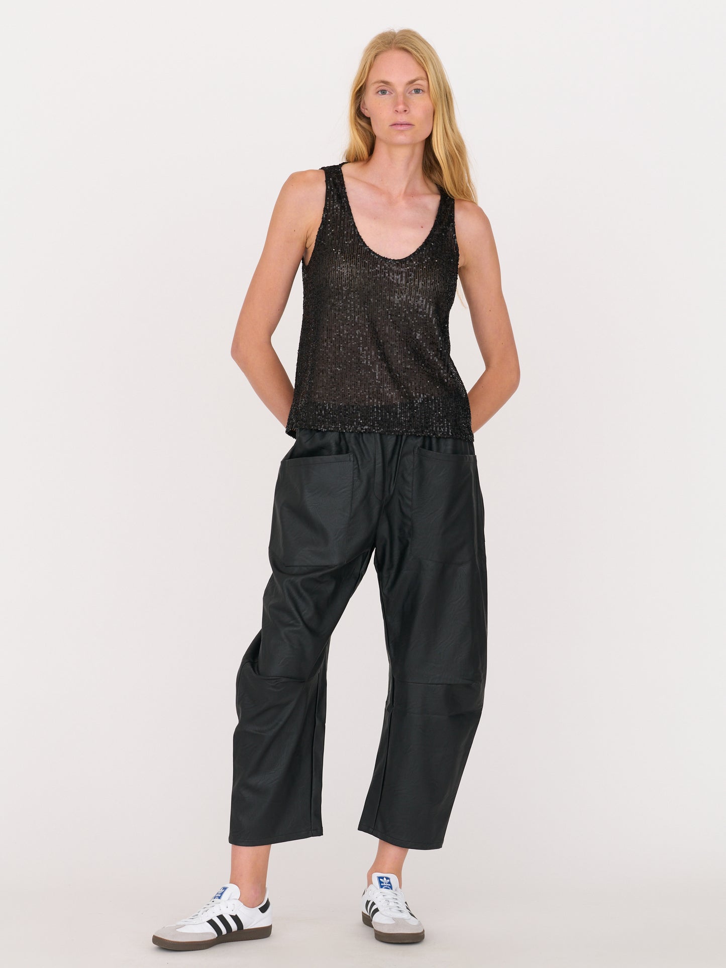 Selma Tank — Black Sequins