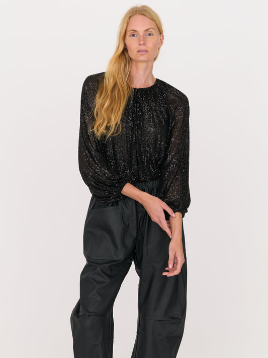 Ava Top - Black Sequins