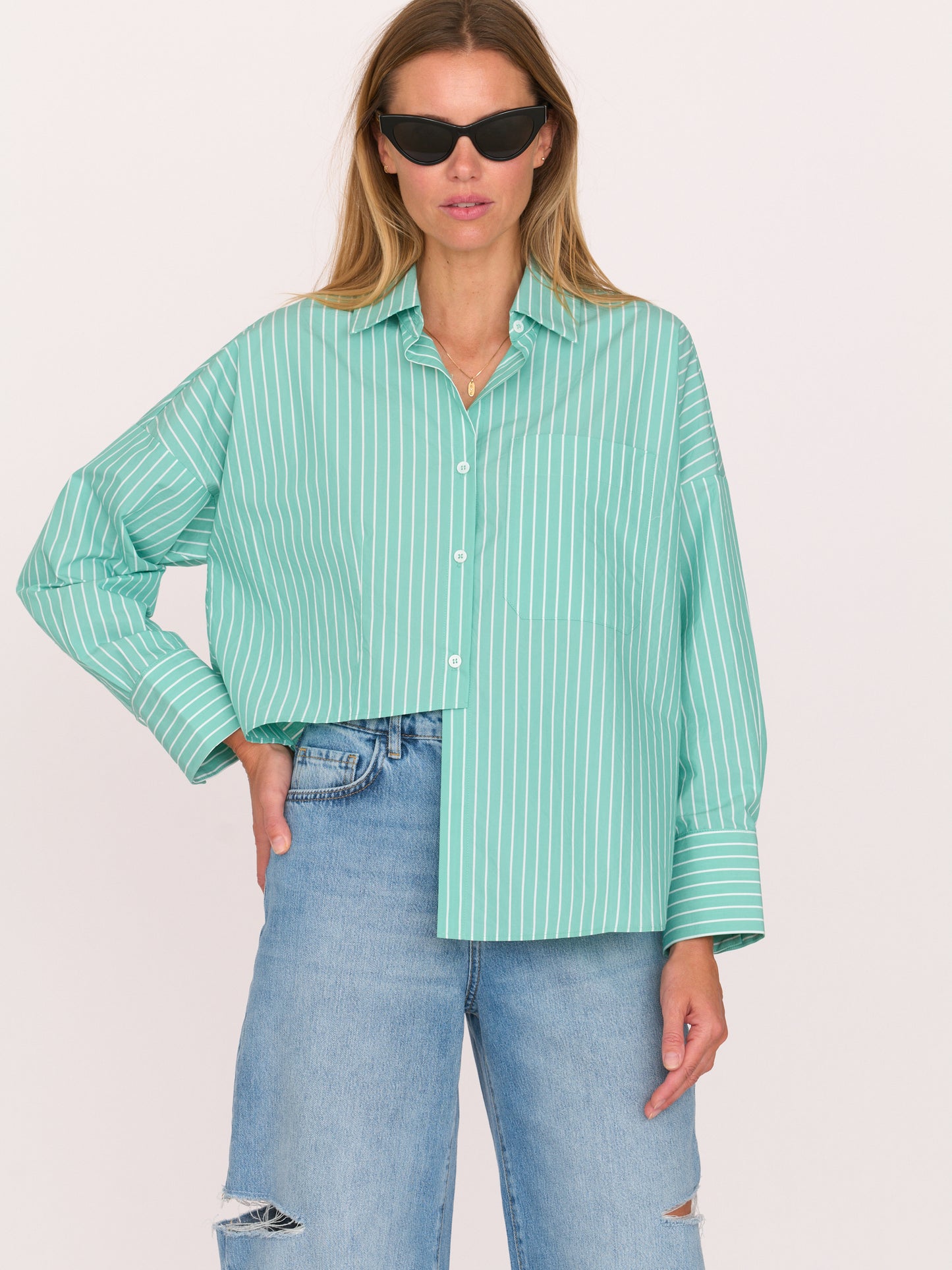 Carter Shirt - Turquoise Stripe