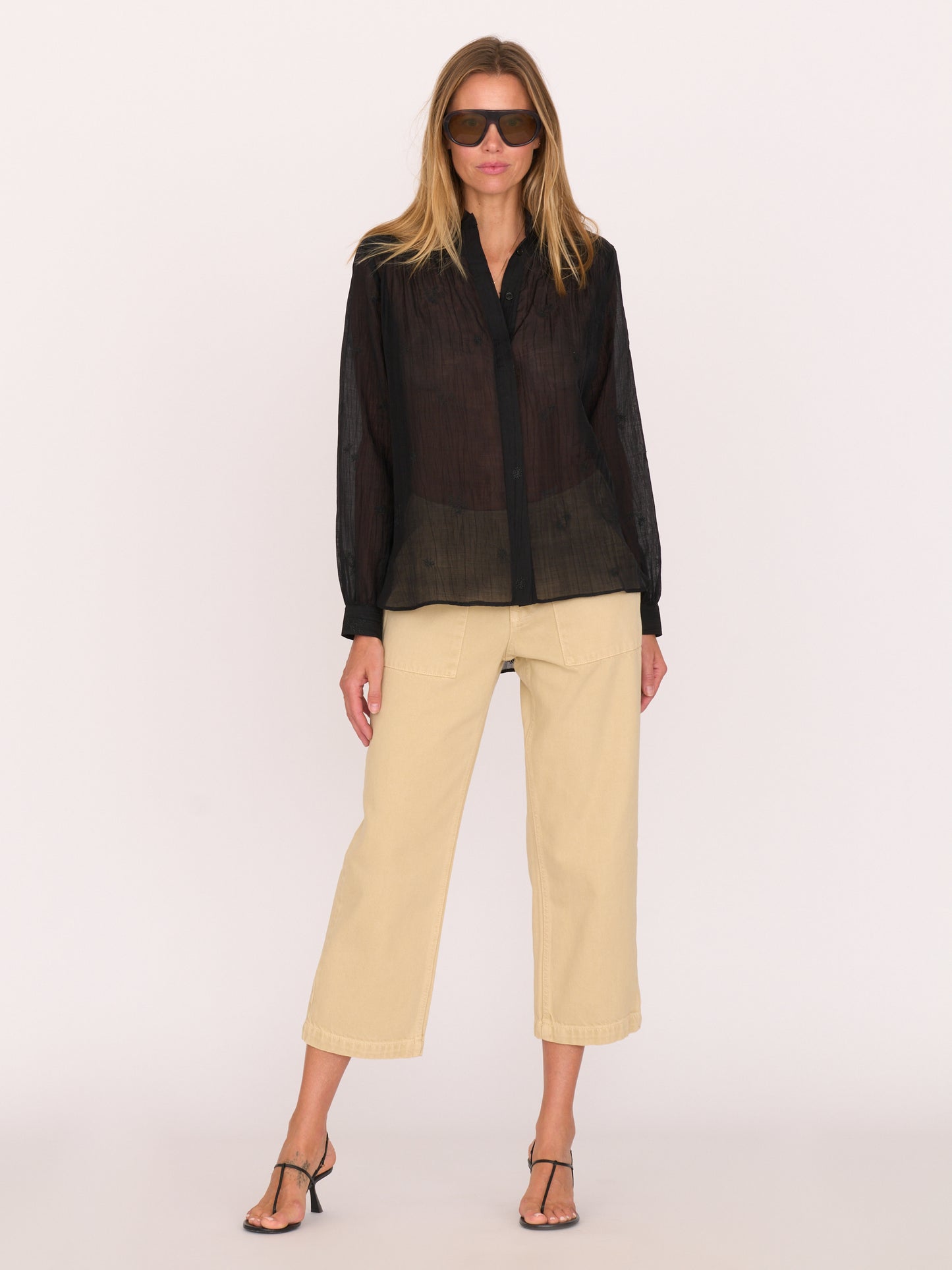 Sutton Shirt - Black Embroidered Cotton