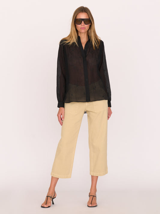 Sutton Shirt - Black Embroidered Cotton