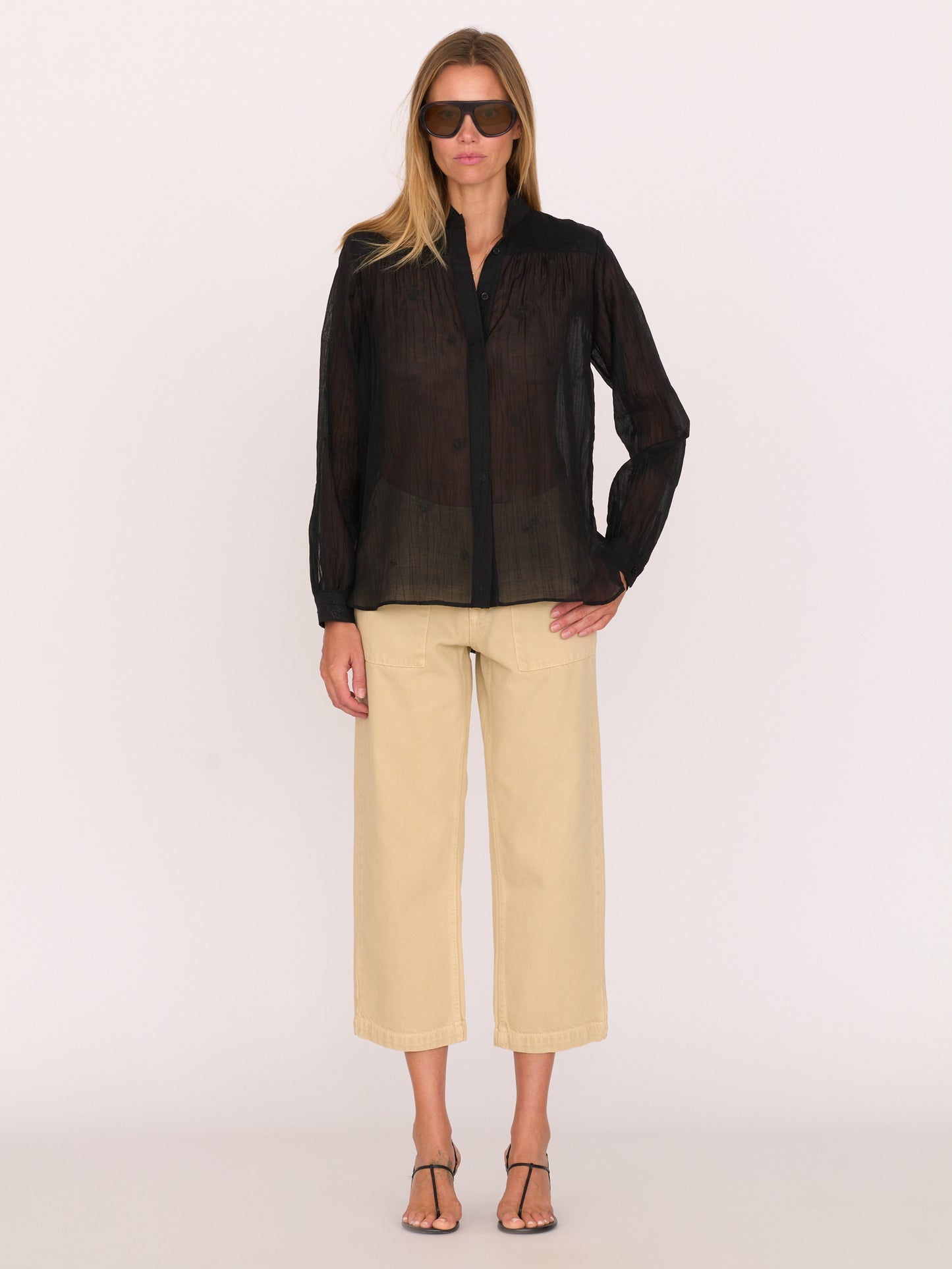 Sutton Shirt - Black Embroidered Cotton
