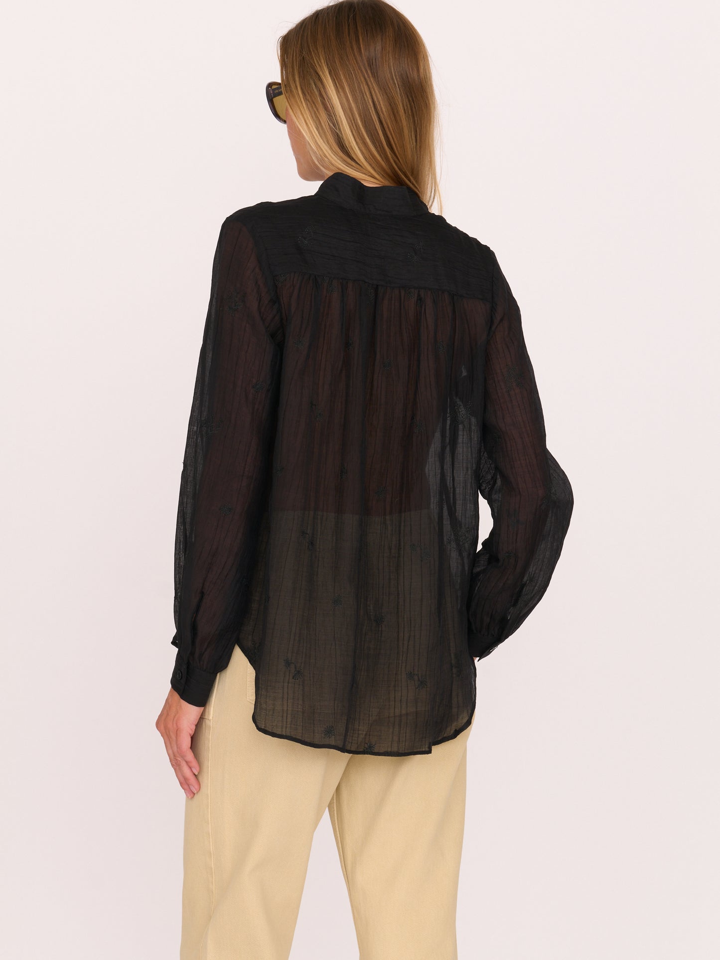 Sutton Shirt - Black Embroidered Cotton