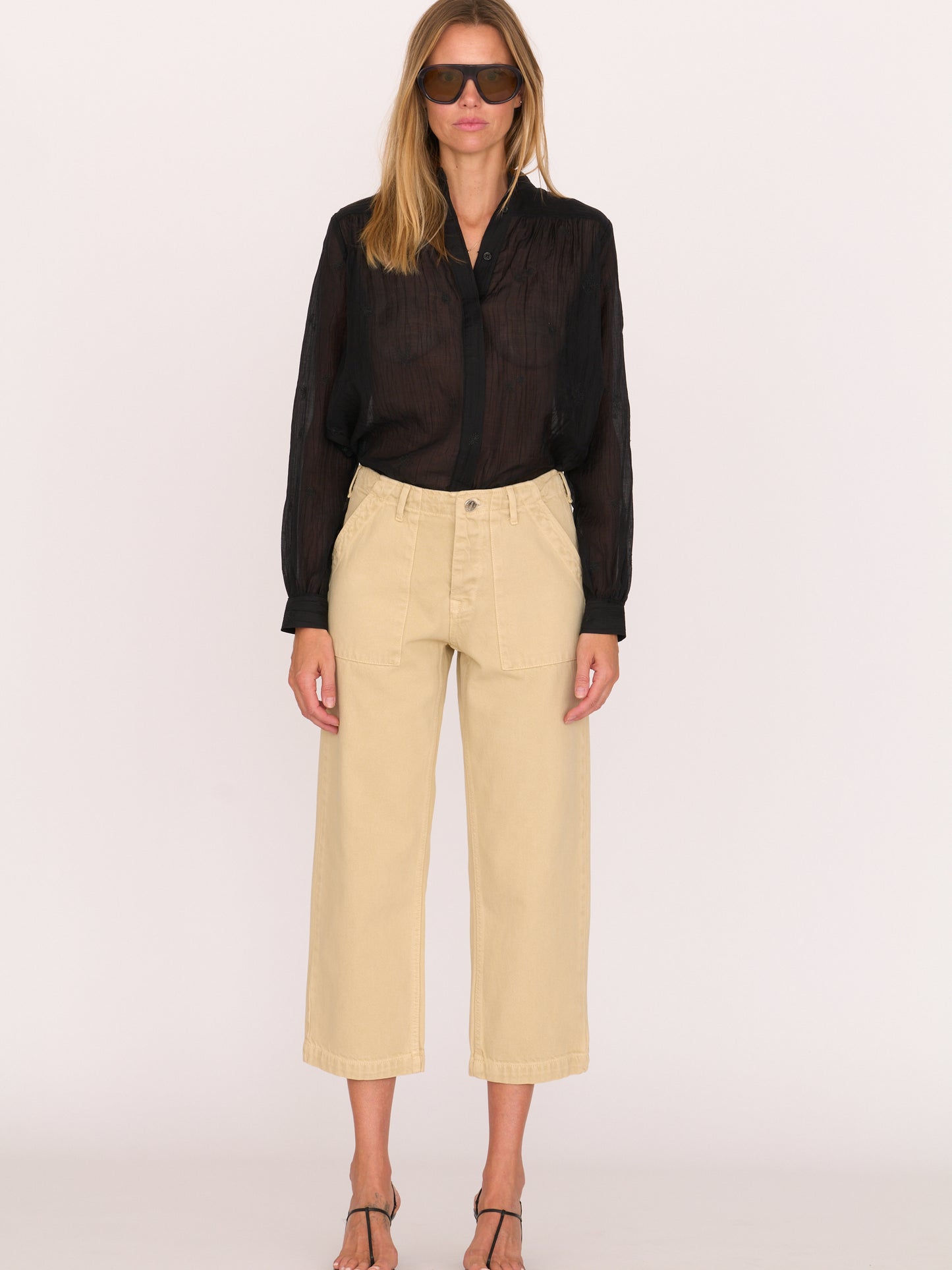 Alex Mid-rise Utility Cotton Jean - Sand