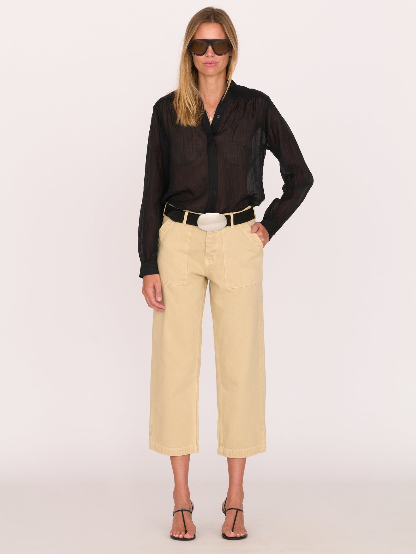 Alex Mid-rise Utility Cotton Jean - Sand