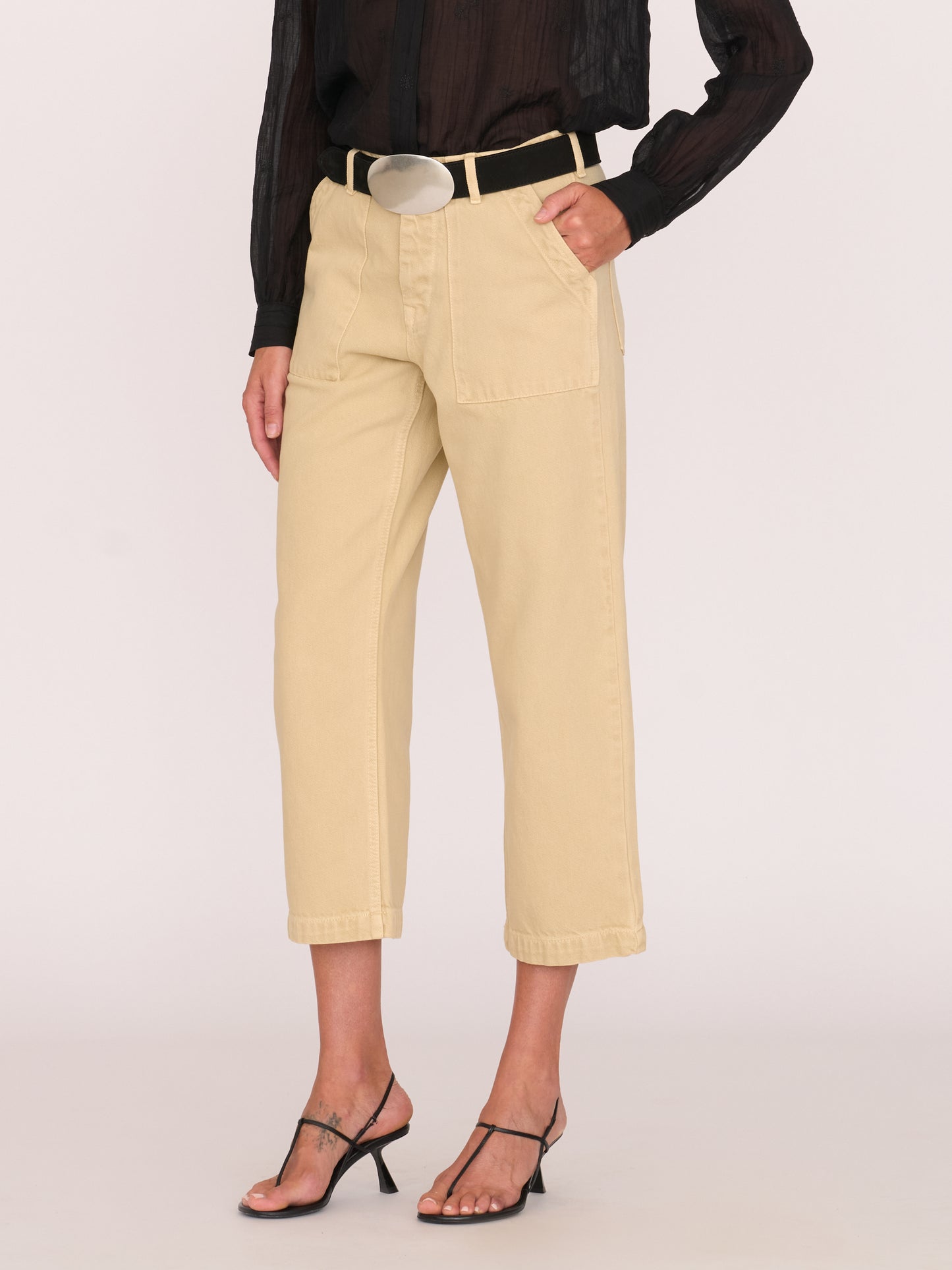 Alex Mid-rise Utility Cotton Jean - Sand