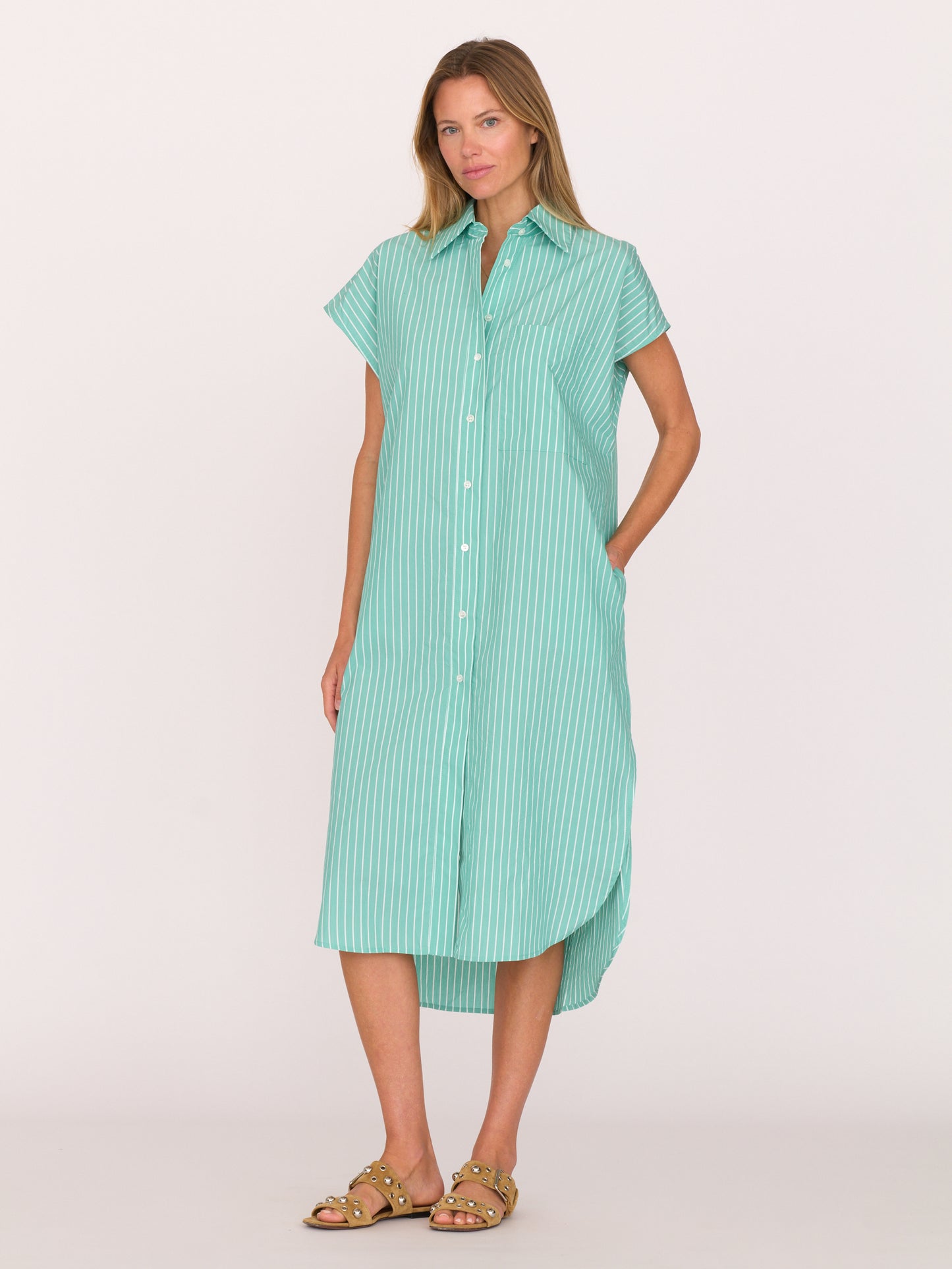Alba Dress - Turquoise Stripe