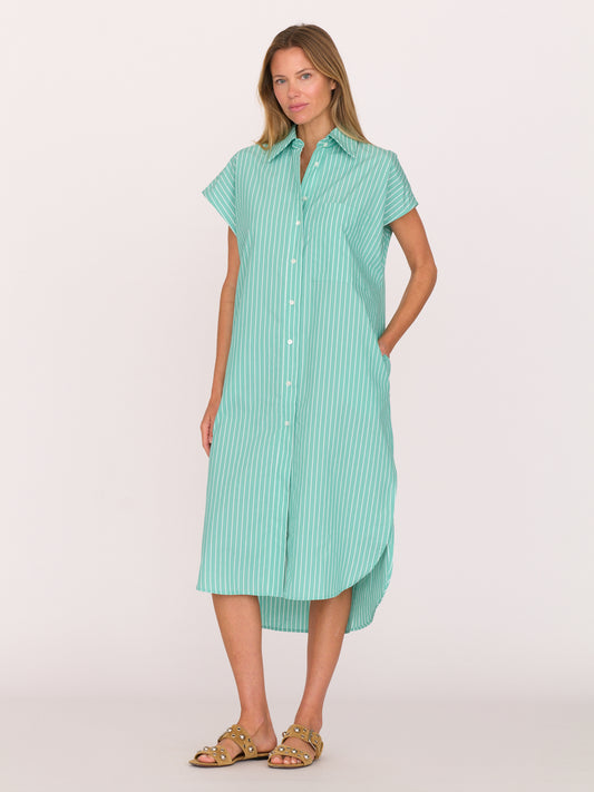 Alba Dress - Turquoise Stripe