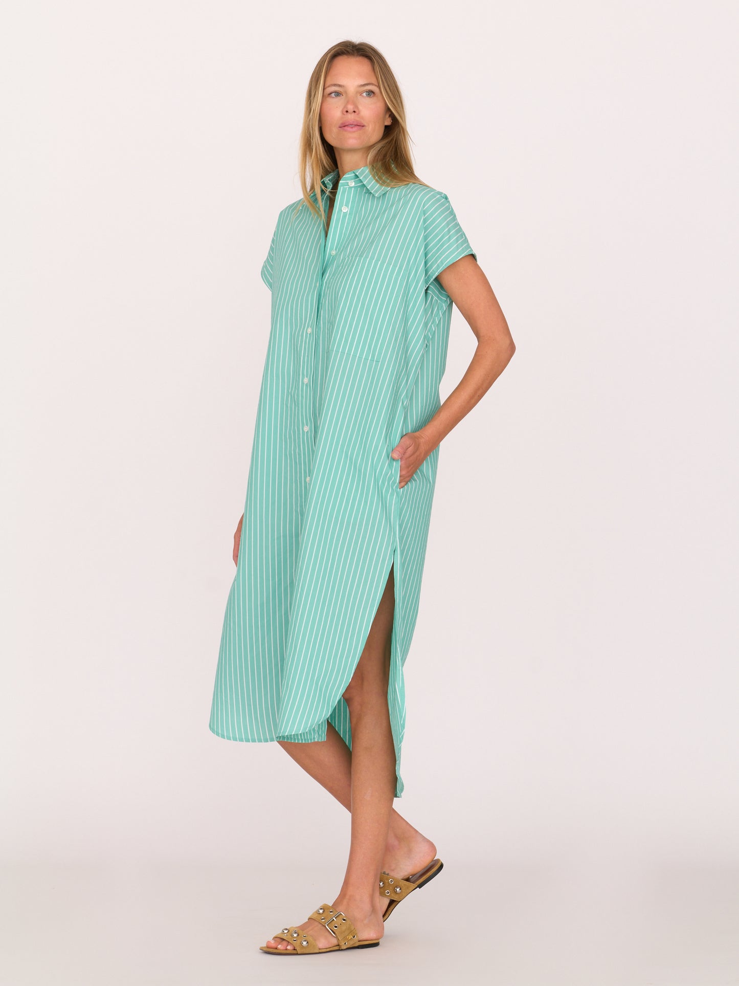 Alba Dress - Turquoise Stripe