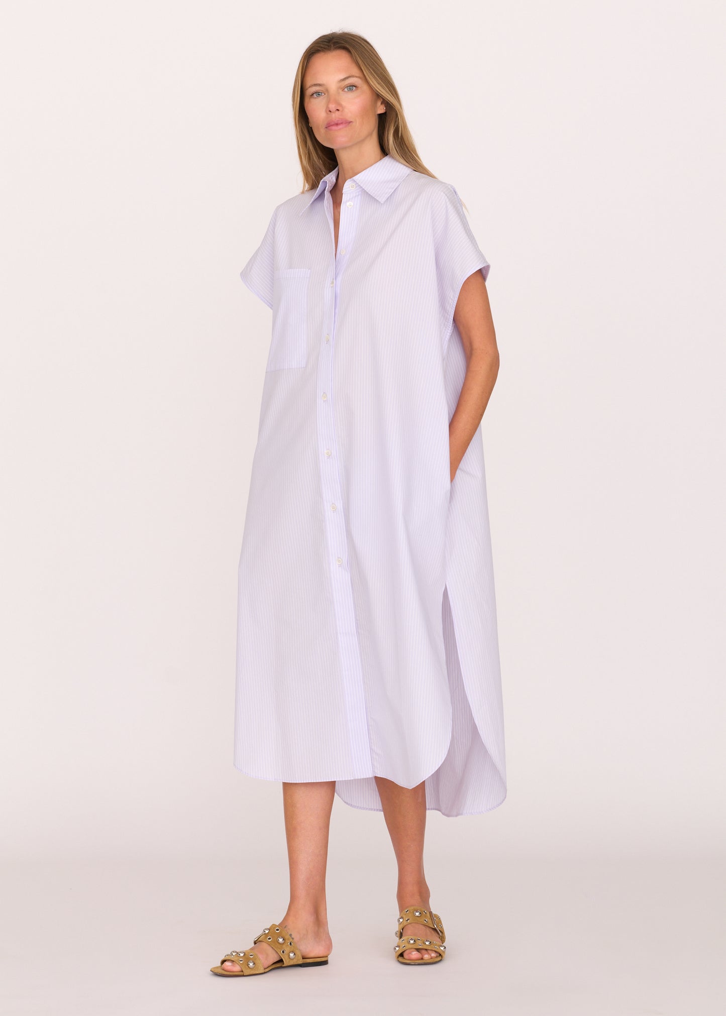 Alba Dress - Lavender Stripe