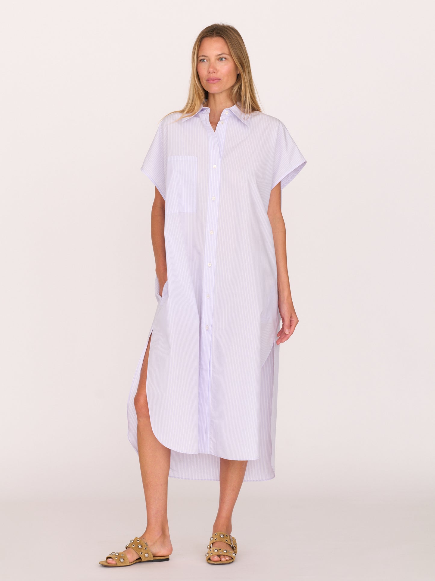 Alba Dress - Lavender Stripe