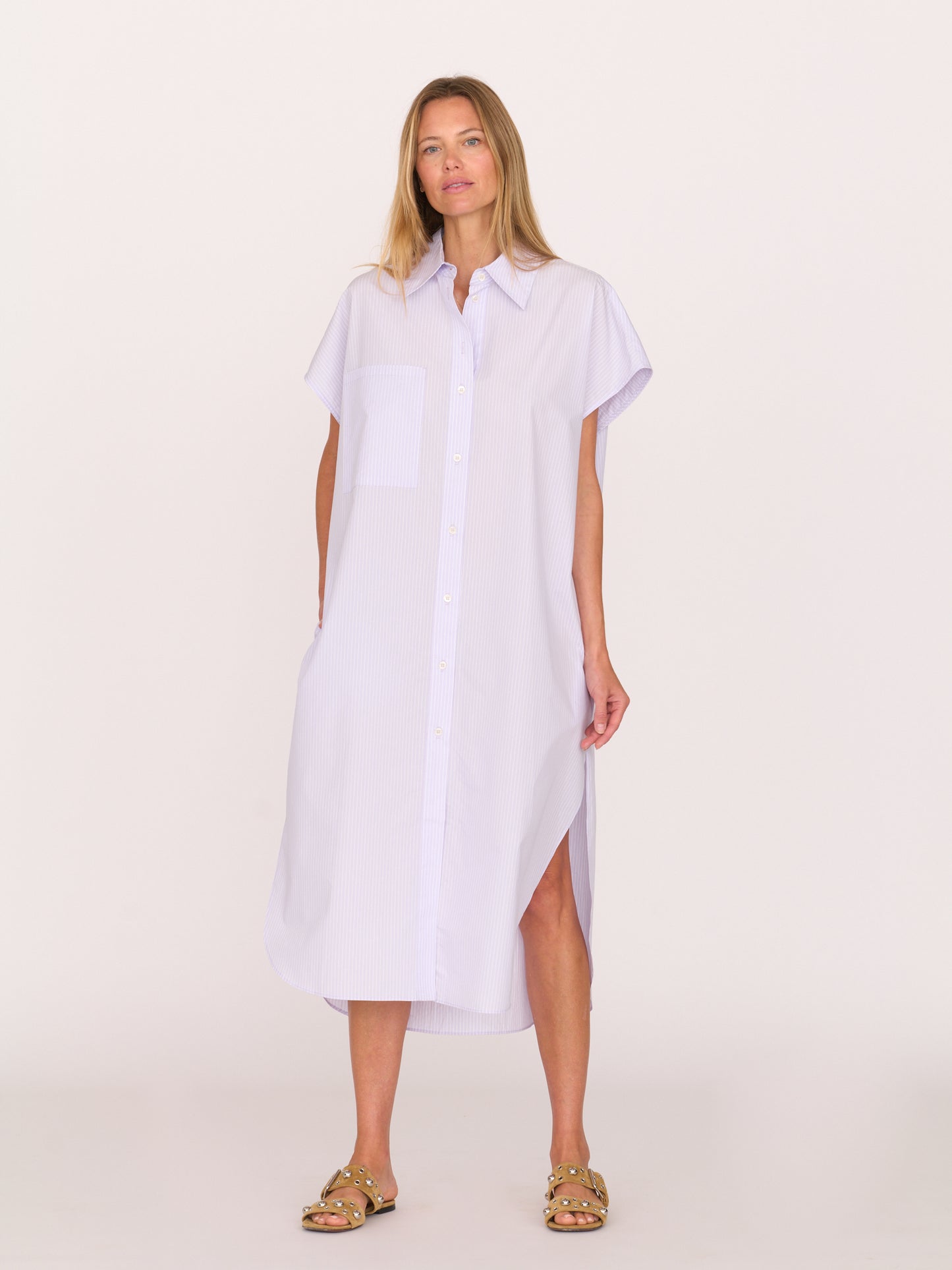 Alba Dress - Lavender Stripe