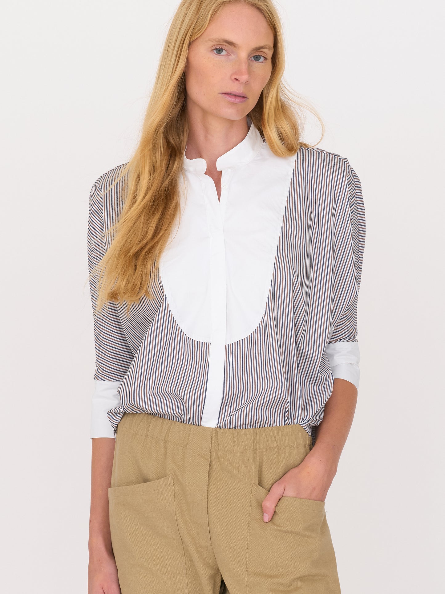 Finn Shirt — Blue/Brown Stripe
