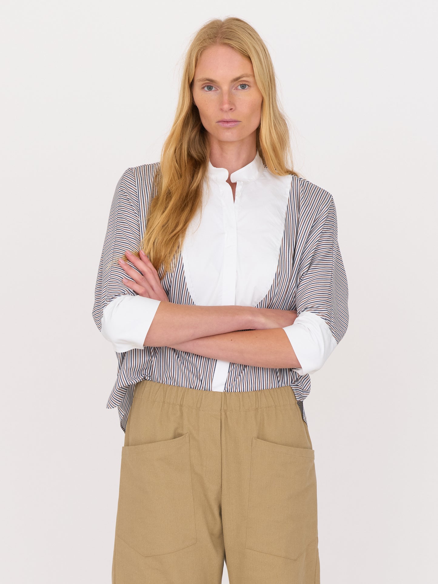 Finn Shirt — Blue/Brown Stripe