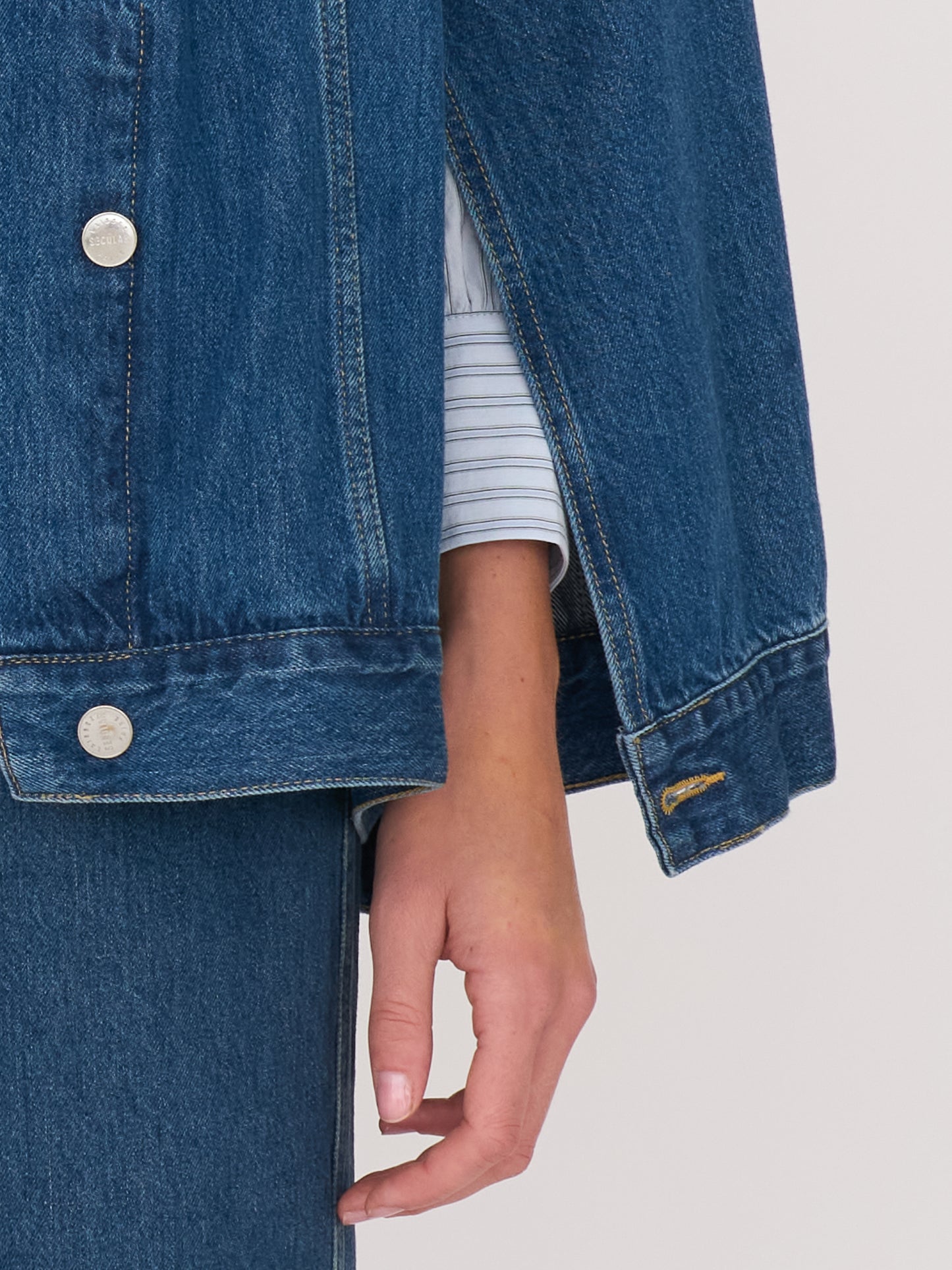 Oversized Denim Capelet Jacket