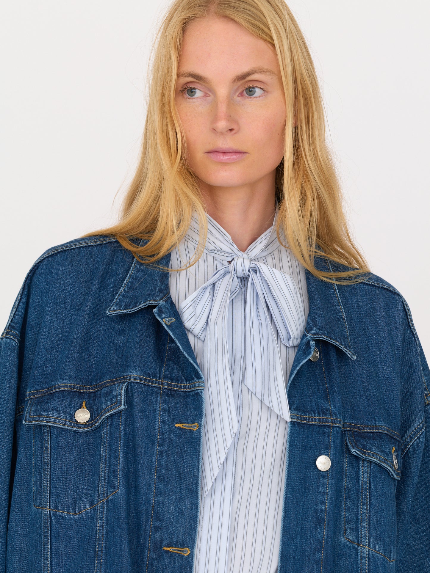 Oversized Denim Capelet Jacket