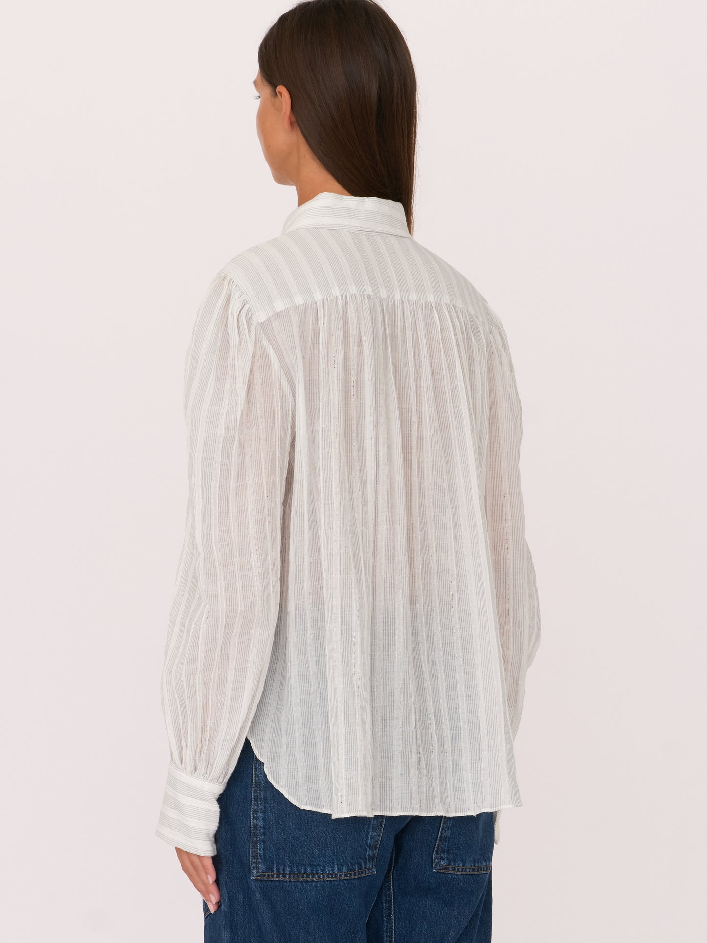 Opal Button Up Shirt - White Stripe