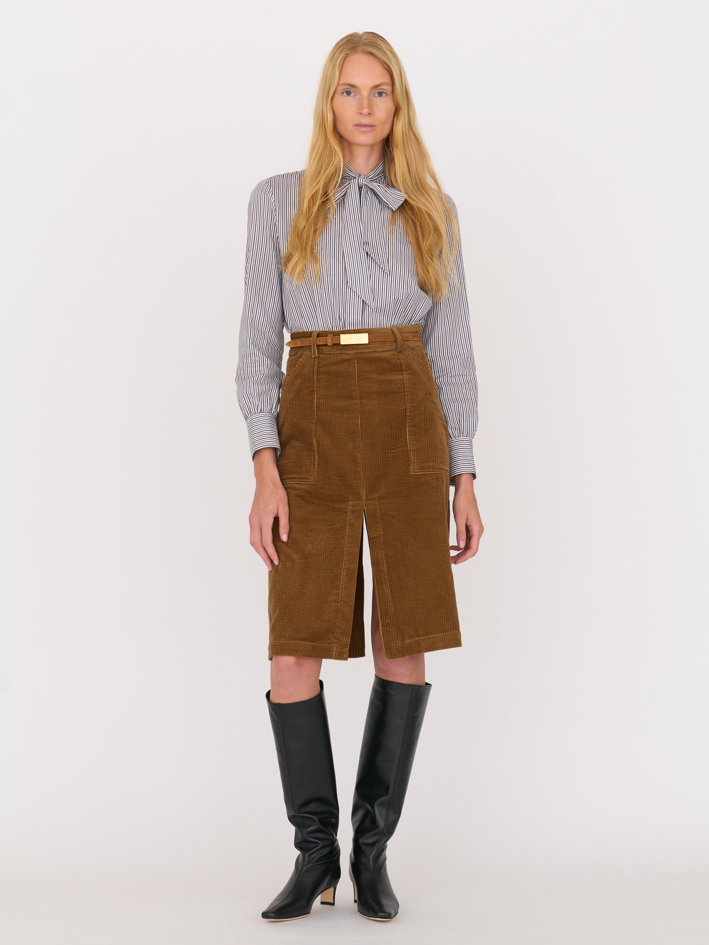 Maggie Skirt — Japanese Wide-Welt Corduroy in Camel